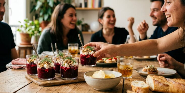 SoonNight - Ces verrines betterave feta noix éclipsent les chips dès la première bouchée à l'apéro