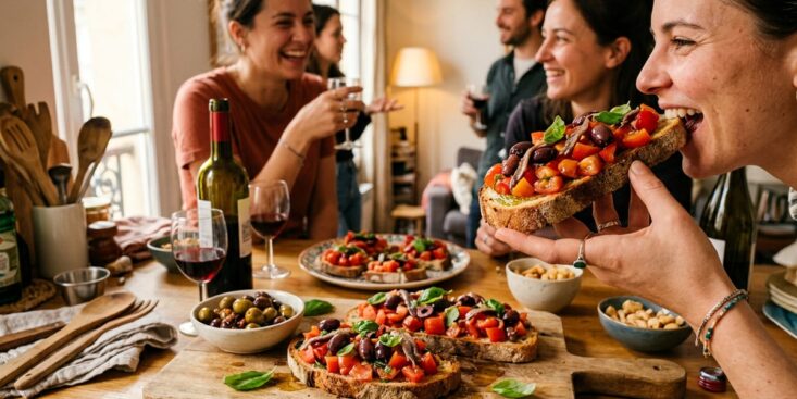 SoonNight - Ce pain rassis devient la star de l'apéro avec tomate, anchois et olives