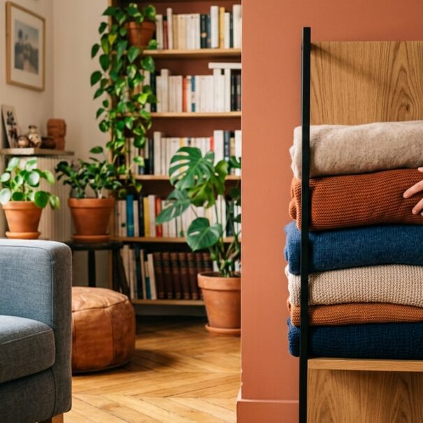 SoonNight - Ce rangement vertical remplace le plaid jeté sur l'accoudoir et change tout au salon