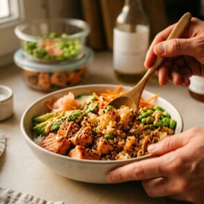 SoonNight - Ce bowl saumon épicé et riz croustillant sauvé des restes, la recette facile du soir
