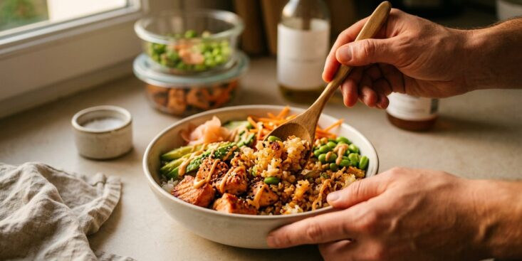 SoonNight - Ce bowl saumon épicé et riz croustillant sauvé des restes, la recette facile du soir