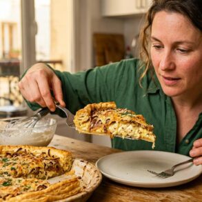 Soonnight - Tarte aux oignons express : la base crémeuse moutardée sous le fromage que personne ne devine