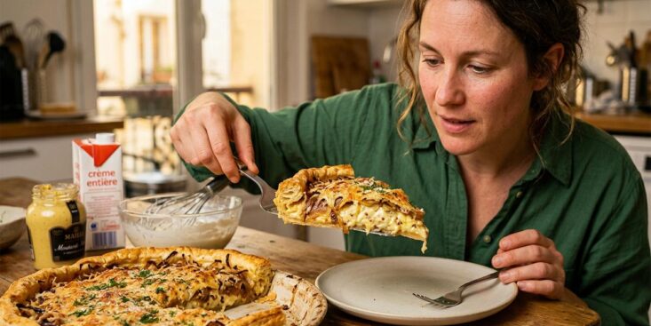 Soonnight - Tarte aux oignons express : la base crémeuse moutardée sous le fromage que personne ne devine