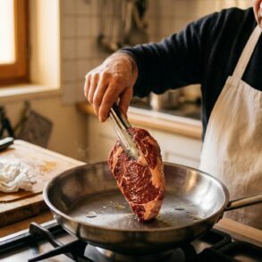 Soonnight - Les chefs espagnols huile la viande, pas la poêle : le geste clé pour un steak grillé parfait
