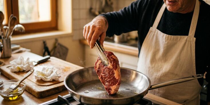 Soonnight - Les chefs espagnols huile la viande, pas la poêle : le geste clé pour un steak grillé parfait