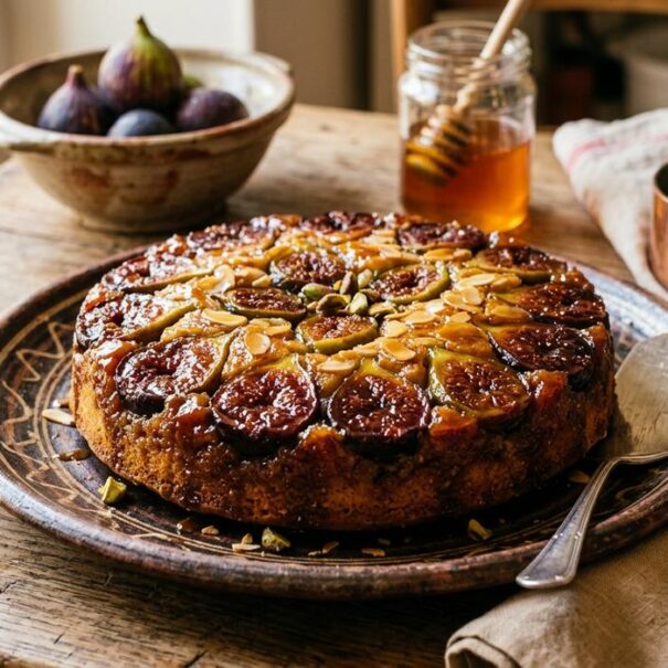 Soonnight - Cette recette de gâteau facile aux figues rôties et au miel se retourne en dessert de pâtissier