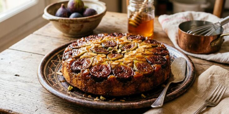 Soonnight - Cette recette de gâteau facile aux figues rôties et au miel se retourne en dessert de pâtissier