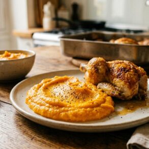Soonnight - Cette purée de butternut moitié moins calorique que la purée classique sublime le poulet rôti
