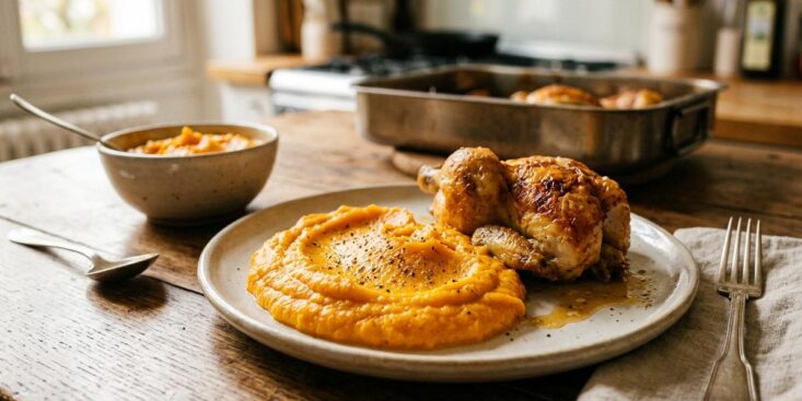 Soonnight - Cette purée de butternut moitié moins calorique que la purée classique sublime le poulet rôti