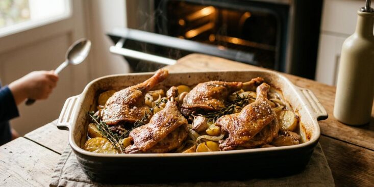 Soonnight - Cuisses de canard au four confites et dorées : la recette facile pour les fêtes avec pommes de terre fondantes