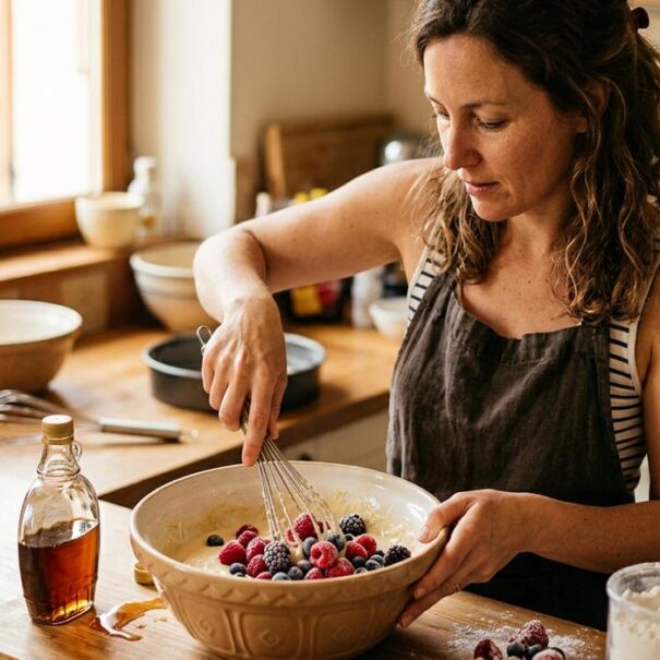 Soonnight - Je ne décongèle jamais mes fruits rouges : ma recette de moelleux au sirop d'érable cuit en 20 minutes