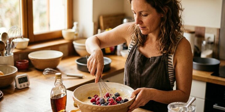 Soonnight - Je ne décongèle jamais mes fruits rouges : ma recette de moelleux au sirop d'érable cuit en 20 minutes