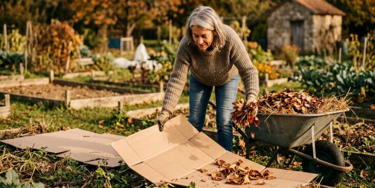 Soonnight - Couvrir le potager de carton en octobre limite les mauvaises herbes sans retourner la terre