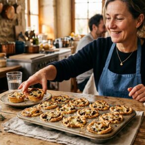 Soonnight - Ces mini tartelettes apéro sont une recette facile qui fait fondre la tablée : comté, champignons et thym